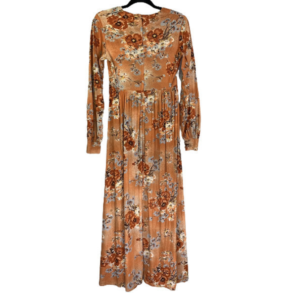 BIANCHI Vintage Orange Floral Print Maxi Dress - Picture 10 of 12